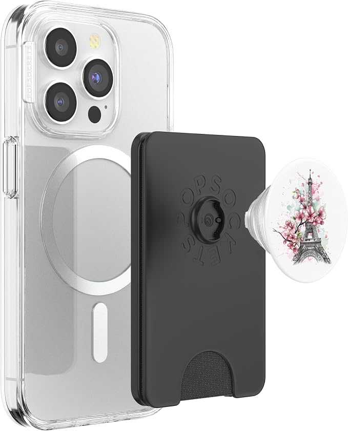 Paris France Eiffel Tower Cherry Blossom Floral Souvenir PopSockets PopGrip for MagSafe