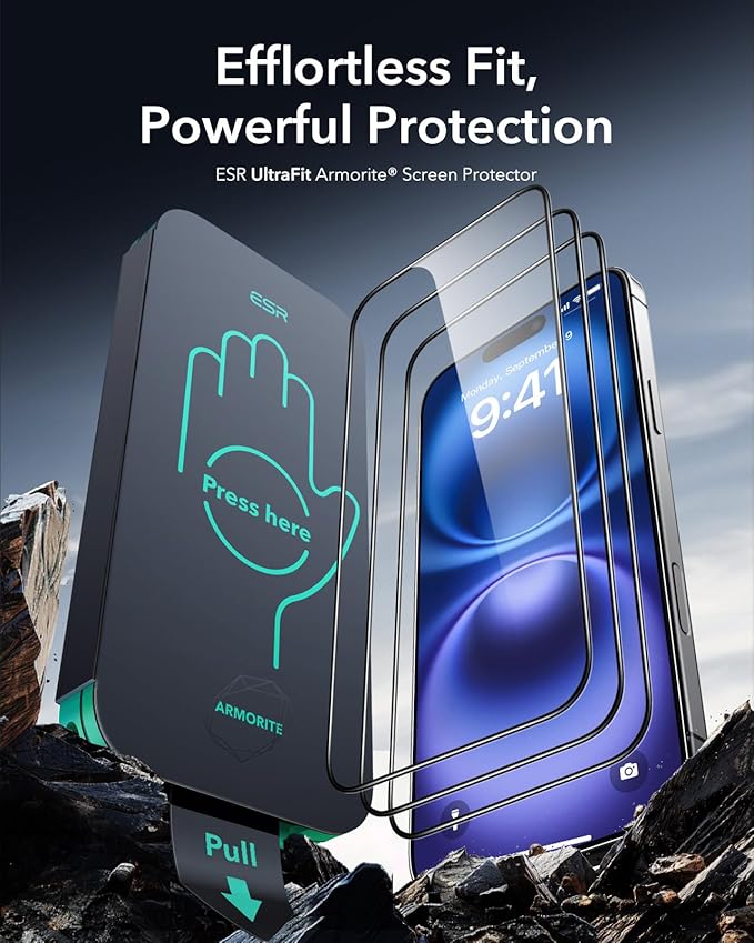 ESR 3 Pack for iPhone 14 Plus/13 Pro Max Screen Protector Armorite | 7X Impact Absorption 9H+ Tempered Glass Easy One-Pull Installation Full-Coverage Protection UltraFit Tray Bubble-Free
