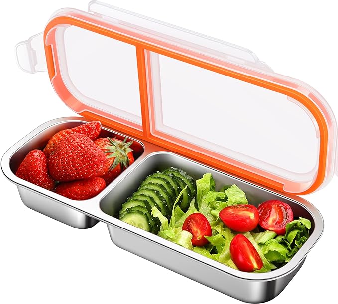 Stainless Steel Snack & Lunch Container, Kids & Adults, 21 oz, 10.7 in Long