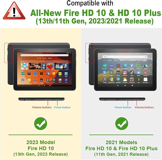Case for All-New Amazon Fire HD 10 and 10 Plus Tablet (13th/11th Generation 2023/2021 Release) 10.1 Multi-Angle Flip PU Leather Cover with Stylus Holder for Fire HD 10 2023 Case Blue