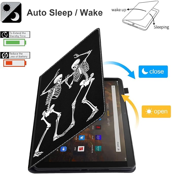 Case for Amazon Kindle Fire Max 11 Case (13th Gen 2023 Release) 11，Slim Fit Foldable Standing Cover Case with Auto Sleep/Wake for Fire 11 Max Tablet，Skull and Fire
