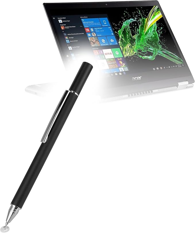 BoxWave Stylus Pen Compatible with Acer Spin 3 (SP314-53N) - FineTouch Capacitive Stylus Super Precise Stylus Pen - Jet Black