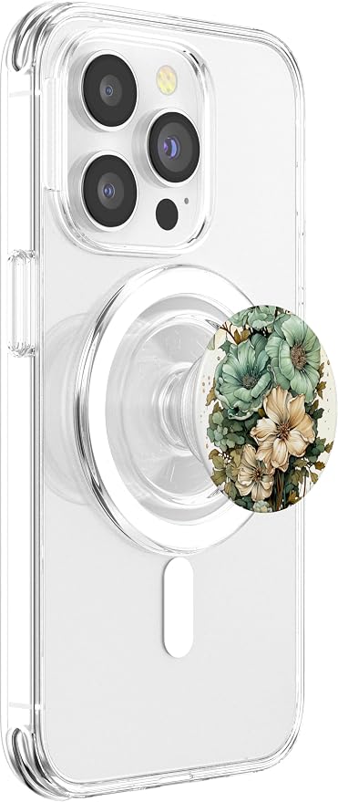 Sage Green Wildflower Floral Moon Flower Botanical PopSockets PopGrip for MagSafe