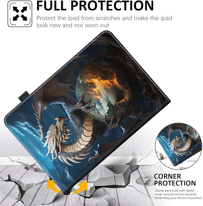 Case for All-New Amazon Fire HD 10 and 10 Plus Tablet (13th/11th Generation 2023/2021 Release) 10.1 Multi-Angle Smart Stand Cover Auto Sleep/Wake Skull and Fire