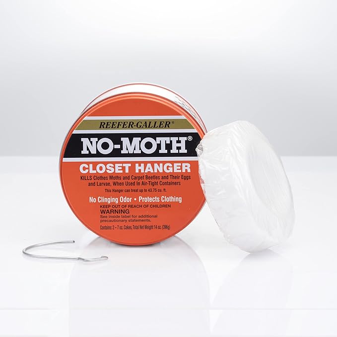 NO MOTH Closet Hanger Kills Clothes Moths, Carpet Beetles, and Eggs and Larvae