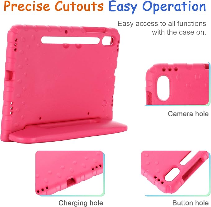 Kids Case for Samsung Galaxy Tab S10 FE Plus 13.1 (2025) Techcircle Handle Stand Light EVA Foam Bumper Protective Rugged Drop Protection Child Proof Cover Black
