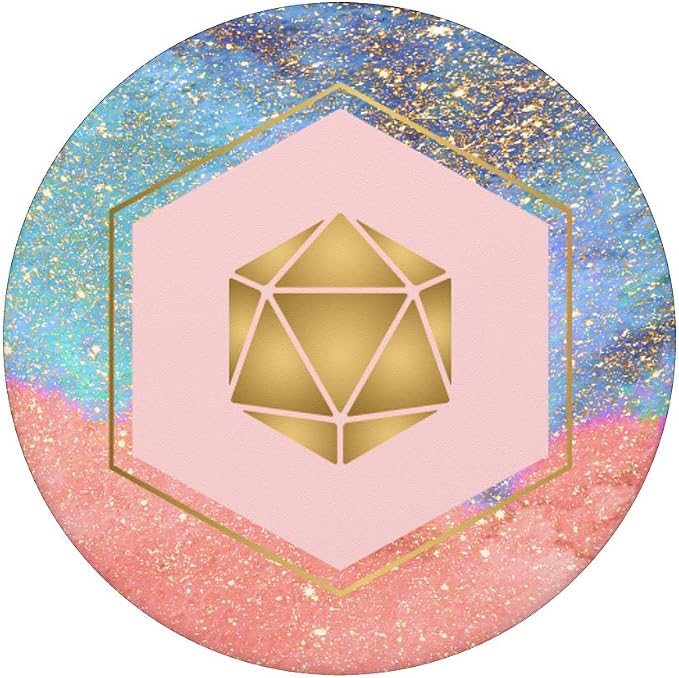 D20 Dice Tabletop Gamer Galaxy Dark Skies Gold Stars Design PopSockets PopGrip: Swappable Grip for Phones &amp Tablets