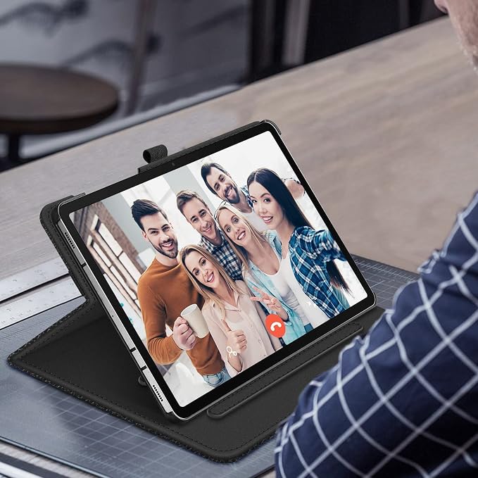 Fintie Multi-Angle Viewing Case for Samsung Galaxy Tab S8/S7 11 Inch | Front Card Pocket 3 Viewing Angles S Pen Protection Auto Wake/Sleep Black