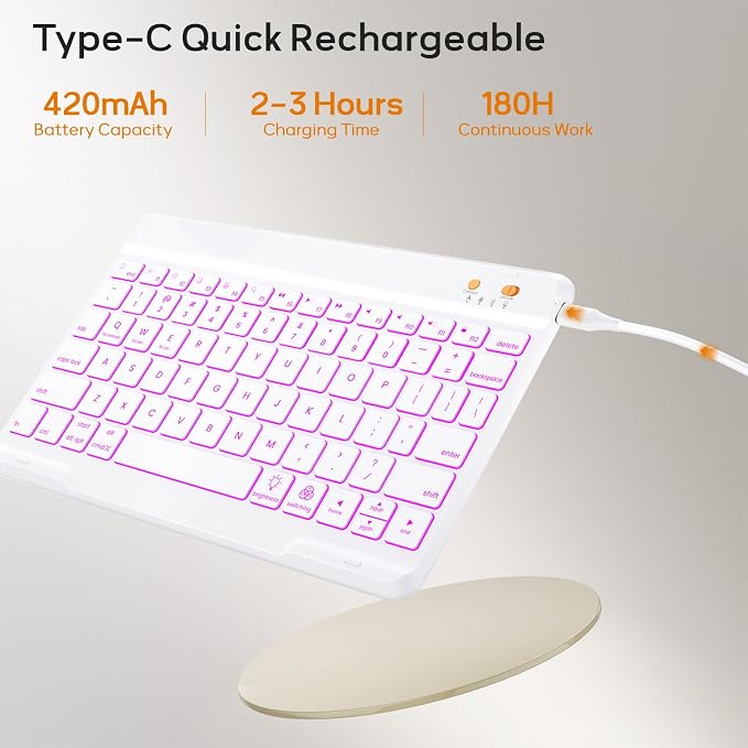 BLUTLOTUS Keyboard case for iPad 9th/8th/7th Generation 10.2 Inch - Backlit Wireless Detachable Folio Keyboard Cover with Pencil Holder for iPad 9th/8th/7th Gen Air 3rd Generation 10.5 Inch