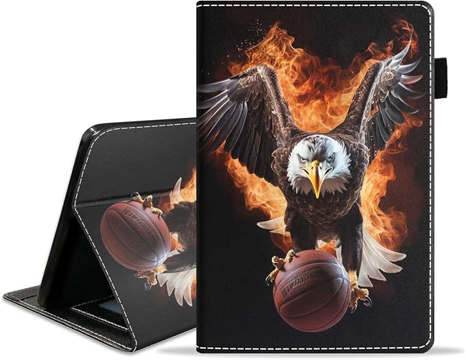 Case for Amazon Kindle Fire HD 8/Fire HD 8 Plus Tablet (12th/10th Generation 2024/2022/2020 Release) - PU Leather Folio Cover with Smart Auto Wake/Sleep Bald Eagle