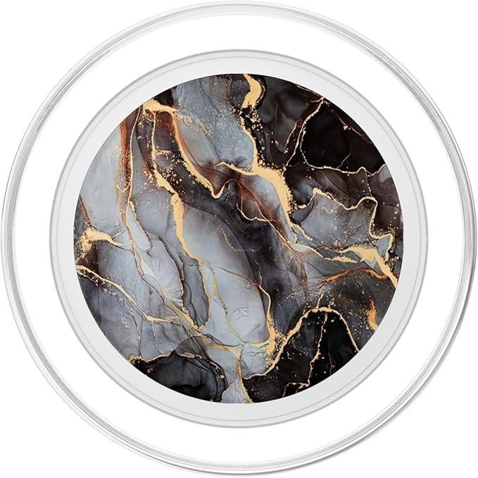 Black and White Faux Marble with Gold Accent Color PopSockets Adhesive PopGrip
