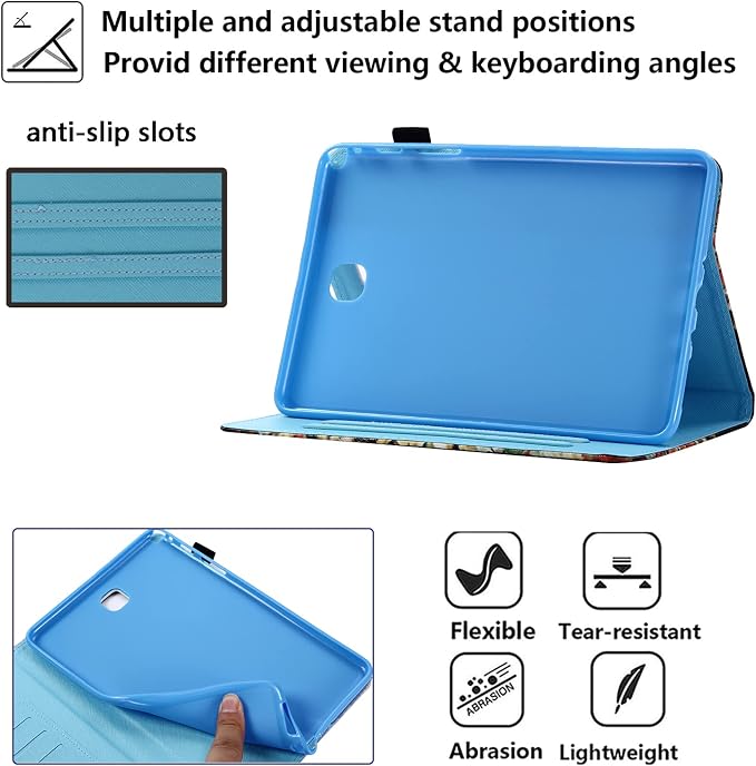 Case for Samsung Galaxy Tab A 8.0 inch Tablet Case 2015 (Model SM-T350/T355/P350/P355) with Pencil Holder [Auto Sleep/Wake] Stand Folio PU Leather Shockproof Cover Magnetic Smart WalletNight
