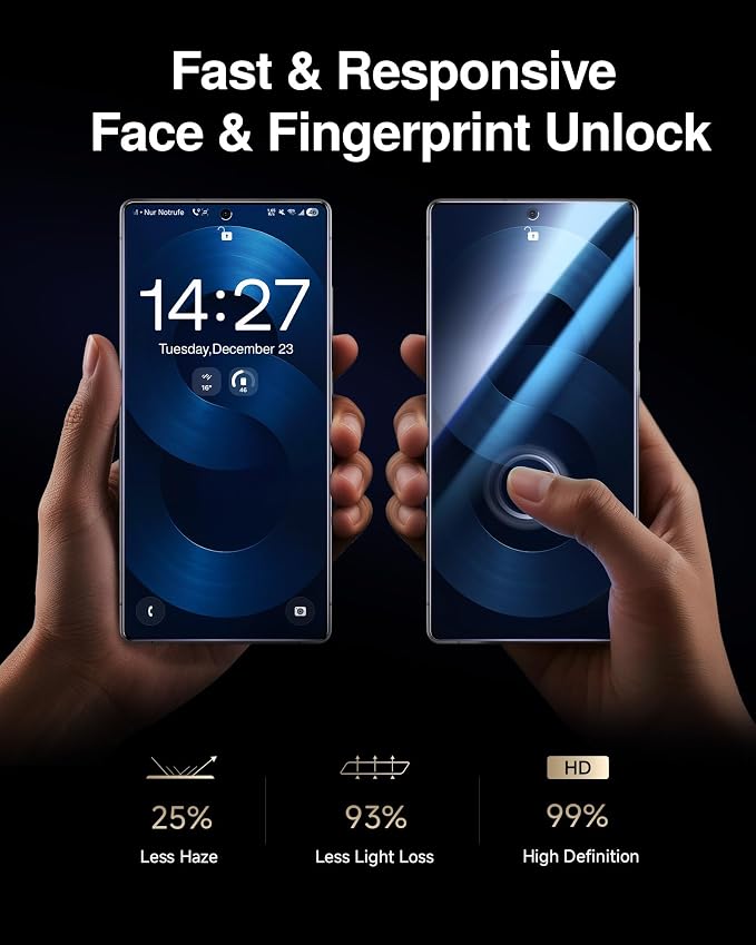 SMARTDEVIL [3 Pack for Samsung Galaxy S24 Screen Protector Finger Print Reader Compatible Fast &amp Easy Installation Clear 9H Tempered Glass Film Alignment Frame [Dust-Free &amp Bubble-Free]