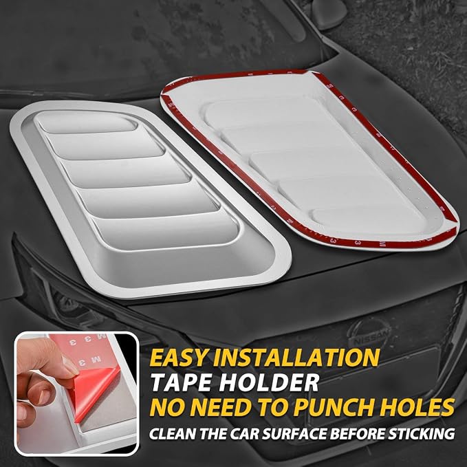 KaTur 1 Pair Universal Car ABS Decorative Air Flow Intake Scoop Turbo Bonnet