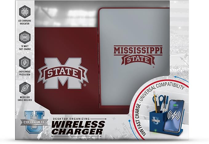 SOAR NCAA Unisex Cell Phone Wireless Charging Stand and Desktop Organizer