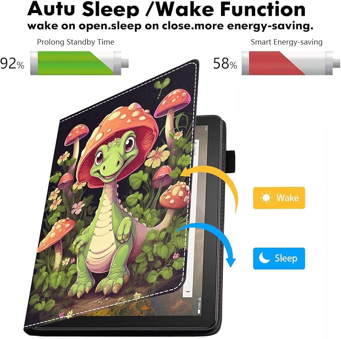 Case for Amazon Kindle Fire HD 10 Tablet 10.1 (9th/7th Generation 2019/2017 Release) - PU Leather Folio Case with Smart Auto Wake/Sleep African American Girl