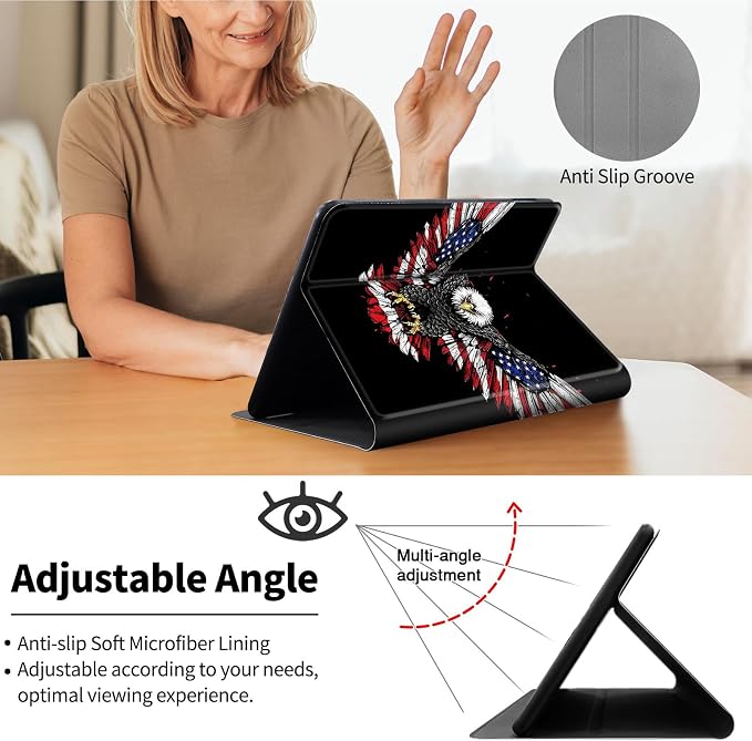 Case for All-New 7 Kindle Paperwhite 12th Gen 2024 &amp Kindle Colorsoft Signature EditionPU Leather Cover with Auto Sleep Wake FeatureAmerican Flag Eagle