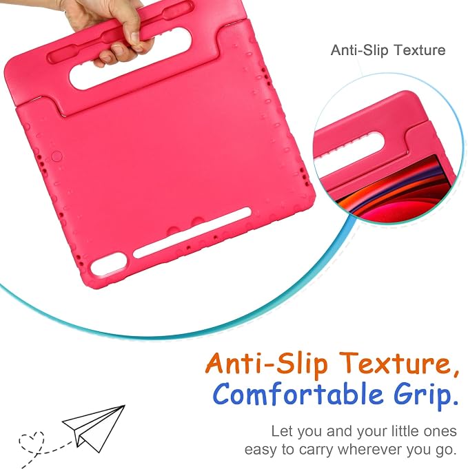 Kids Case for Samsung Galaxy Tab S10 FE Plus 13.1 (2025) Techcircle Handle Stand Light EVA Foam Bumper Protective Rugged Drop Protection Child Proof Cover Black