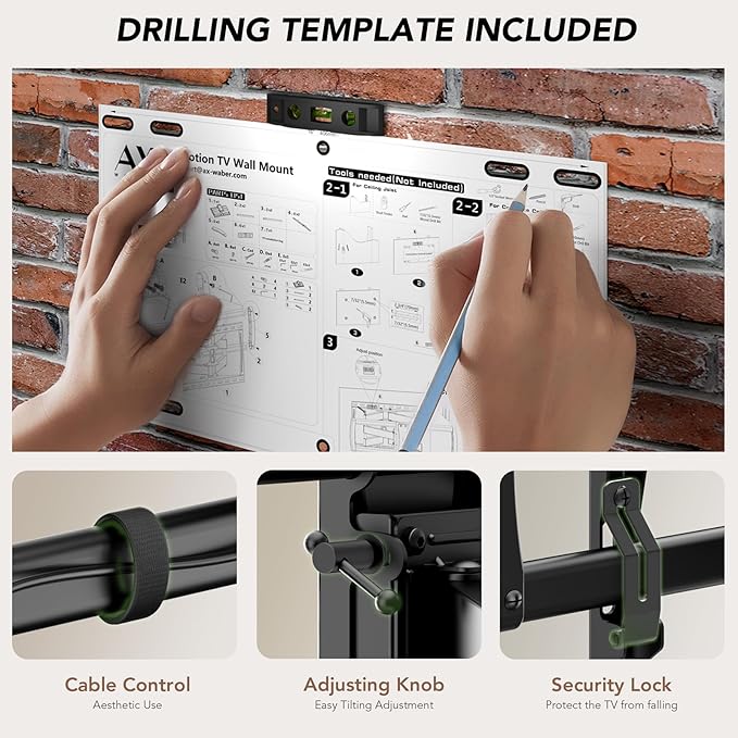 Full Motion TV Wall Mount Bracket for Most 32-85 inch TVs,TV Mount with Dual Articulating Arms,Tilt/Swivel/Extension/Leveling,Fits 8” 12” 16" Studs,Max VESA 600x400mm, Holds up to 132lbs