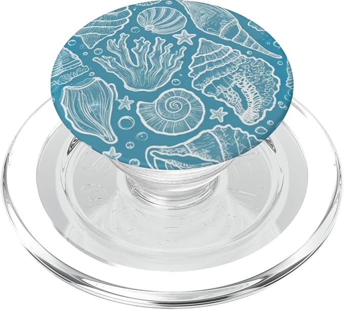 Aqua Seashell Coral Pattern PopSockets PopGrip for MagSafe