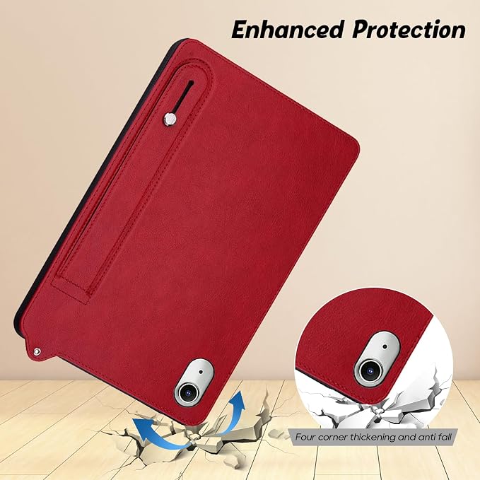 Slim Case for Apple iPad 10th Generation 10.9 Inch 2022 PU Leather Lightweight Hand Strap Stand Feature Drop Protection Back Cover for iPad 10th Gen 10.9 Black