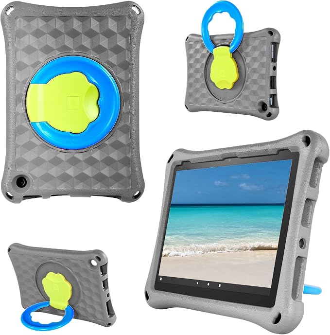 All-New Fire HD 10 Tablet Case for Kids(2023 Release)Incompatible with iPad SamsungLight Weight Shock Proof Handle Friendly 360 Rotating Grip Stand Kid-Proof Case (Green)