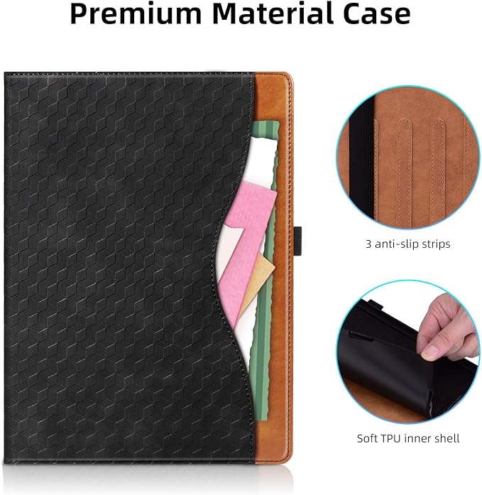 Case for iPad 9th 8th 7th Generation (2021/2020/2019) 10.2 InchiPad Air 3rd Generation PU Leather Cover Multi-Angle Viewing Stand with Card Pocket for ipad 9th Generation CaseBlack