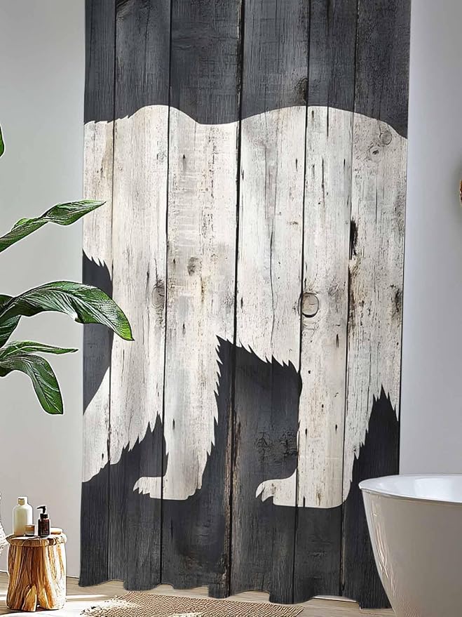 Sheer Curtains 84 Inches Long, Rustic Counrty Vintage Wood Grain Privacy Voile
