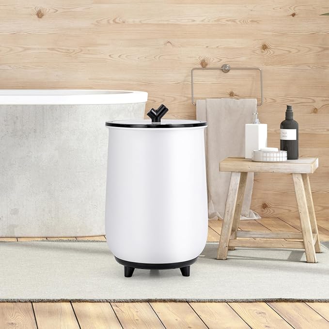 Tangkula Towel Warmer Bucket, 23L Large Luxury Bucket-Style Towel Warmer w/Fragrant Disc Holder, ETL Certified Bath Heater w/3-Level Heating, 20/40/60/90 Min Timer & Auto Shut Off (Black, 23L, handle)