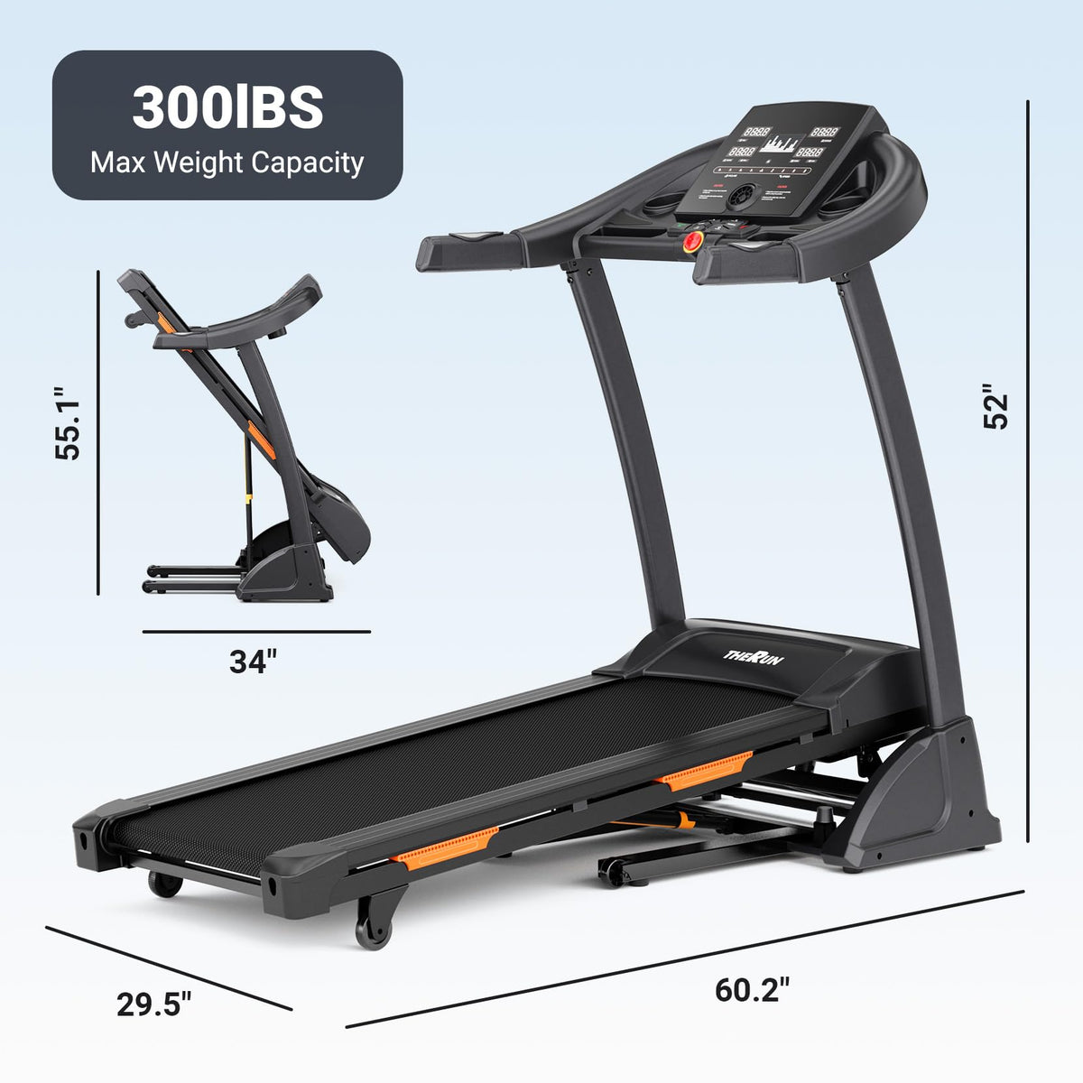 THERUN Treadmill Folding Incline Treadmill 15% Running Treadmill with Fan