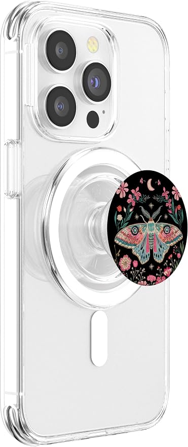 Aesthetic Pink Blue Luna Moth Butterfly Flower Witchy Moon PopSockets Adhesive PopGrip