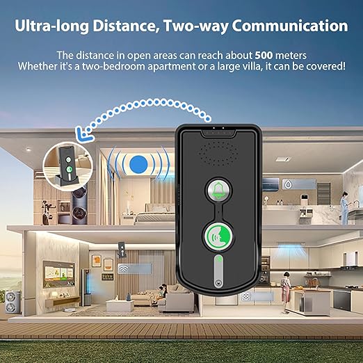 Swokely Rechargeable Wireless Intercom Unit, 2-Way Talking, 500 Meter Talking Distance, Power Saving, IP54 Water Resistance Rating, 2 Pcs, Suitable for Home, Office (Black)