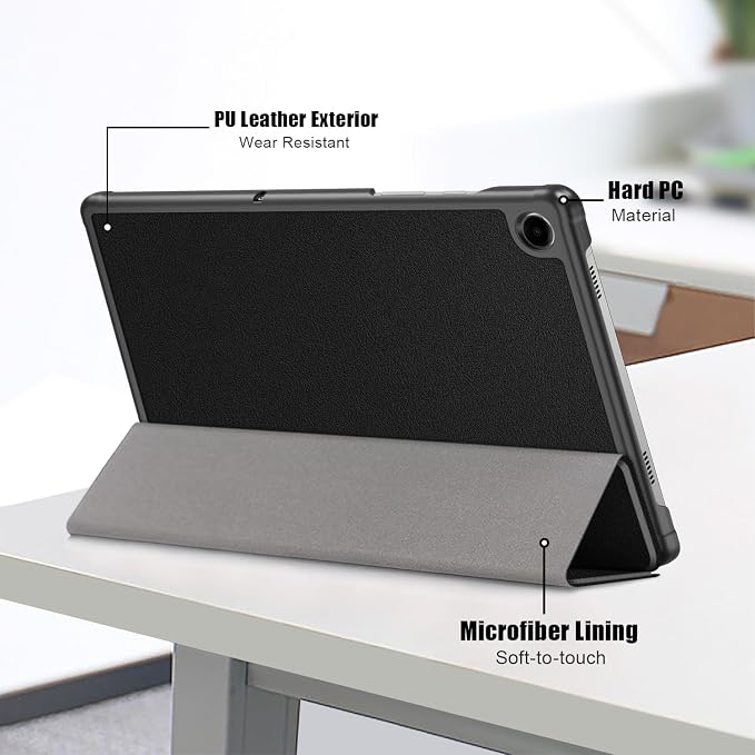 Gylint Folding Folio Stand Case for Galaxy Tab A11+ Plus/A9+ Plus 11 Inch Ultra-Thin PU Leather Smart Cover with Auto Wake/Sleep Black
