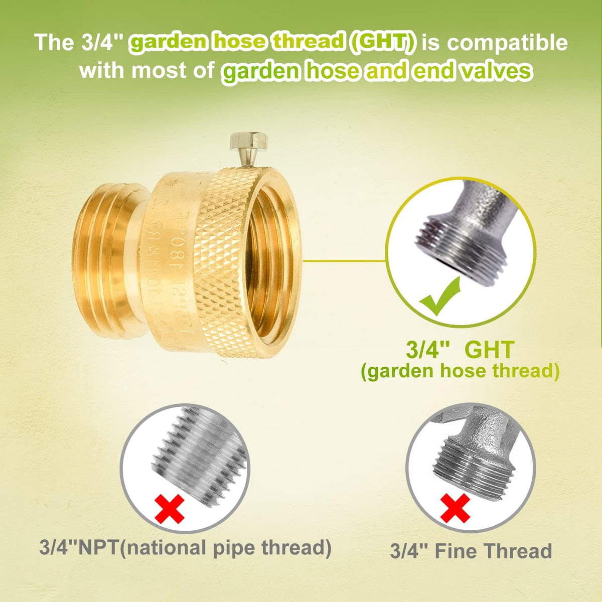 SUNGATOR 12-Pack Anti Siphon Valve, 3/4 Inch GHT Backflow Preventer Hose Bib, Vacuum Breakers Set for Outdoor Faucet, Garden Spigot, RV, Solid Brass Anti-Backflow Valve with Sealing Tape