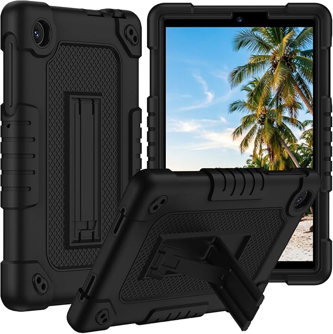 for TCL Tab 8 Plus Tablet CaseShoulder Strap Soft Silicone&ampHard Back Shockproof Protective Case for TCL Tab 8 Plus/TCL Tab 8 LE/TCL Tab 8 WiFi/TCL TAB 8V/TCL Tab 8 SE(Black/Black)