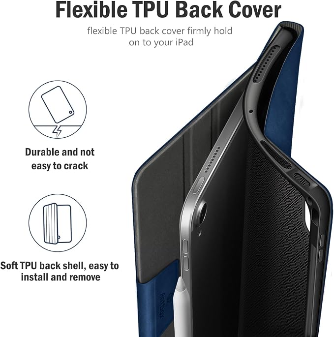 Antbox Case for iPad Air 11-inch M4/M3/M2 (2026/2025/2024) iPad Air 5th/4th Generation 10.9'' Vegan Leather with Pencil Holder Typing Angle Auto Sleep/Wake Muti-Stand (Black)