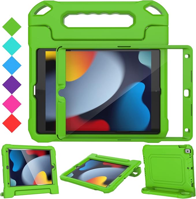 SUPLIK Kids Case for iPad 9th/8th/7th Generation -10.2 inch 2021/2020/2019 Built with Screen Protector Durable Shockproof Handle Stand Case for Apple iPad Gen 9/8/7 Black