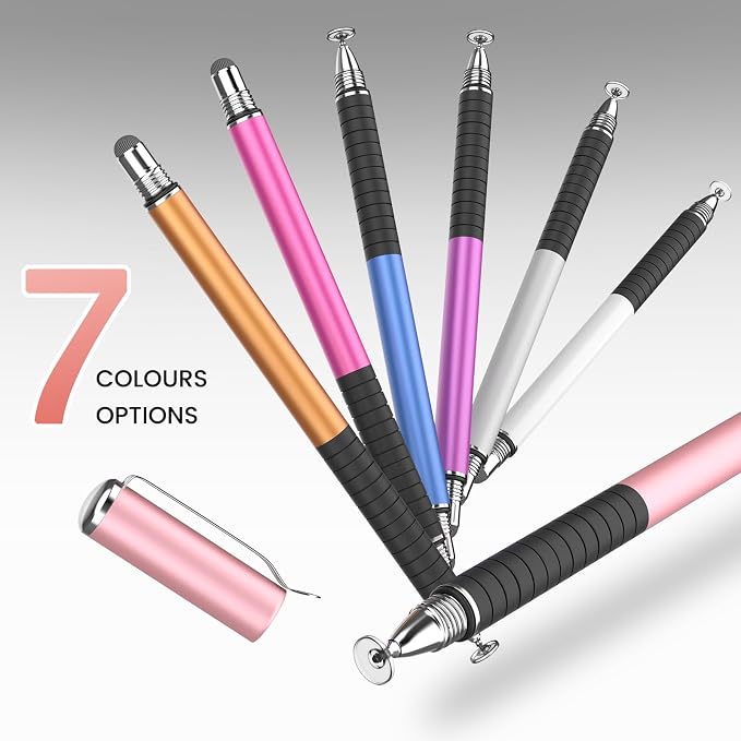 MEKO Stylus Pen for Touchscreen 2-in-1 Universal Stylus 6Pcs | MEKO 1st Gen Stylus Fiber &amp Disc Tips High Precision Work for iPad iPhone Android Tablets All Touch Screens-Black