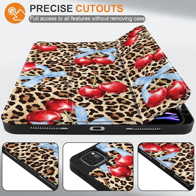 Case for iPad Pro 12.9 inch 6th Generation 2022 Built-in Pencil Holder + Trifold Stand + Auto Wake/Sleep + Protective Cover for iPad Pro 12.9 5th/4th/3rd Gen- Bear