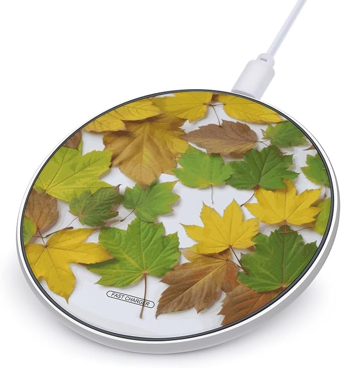 Leaves Wireless Charger Portable 10W Fast Wireless Charging Pad Compatible with Phone Ultra-Thin Charging Station Lightweight Charger Mat for Travel Home Office Desk