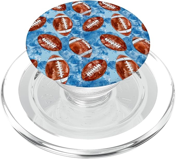 Blue Brown American Football Watercolor Sports Pattern PopSockets Adhesive PopGrip