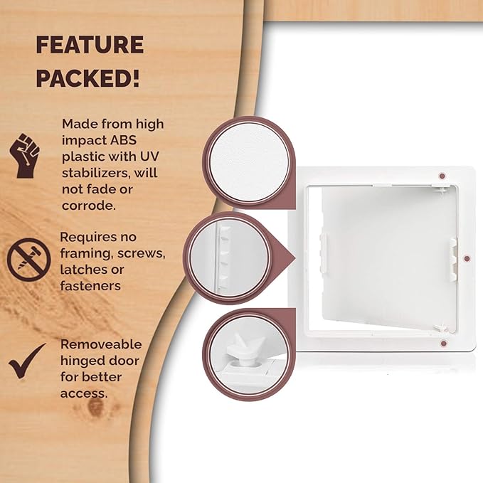 Morvat Access Panel 14x14 Inch for Drywall & Ceiling with Door, Heavy-Duty Durable ABS Plastic & Easy Install Access Box Wall Hole Cover Plate for Plumbing & Electrical Cable & Wiring, White, 20-Pack