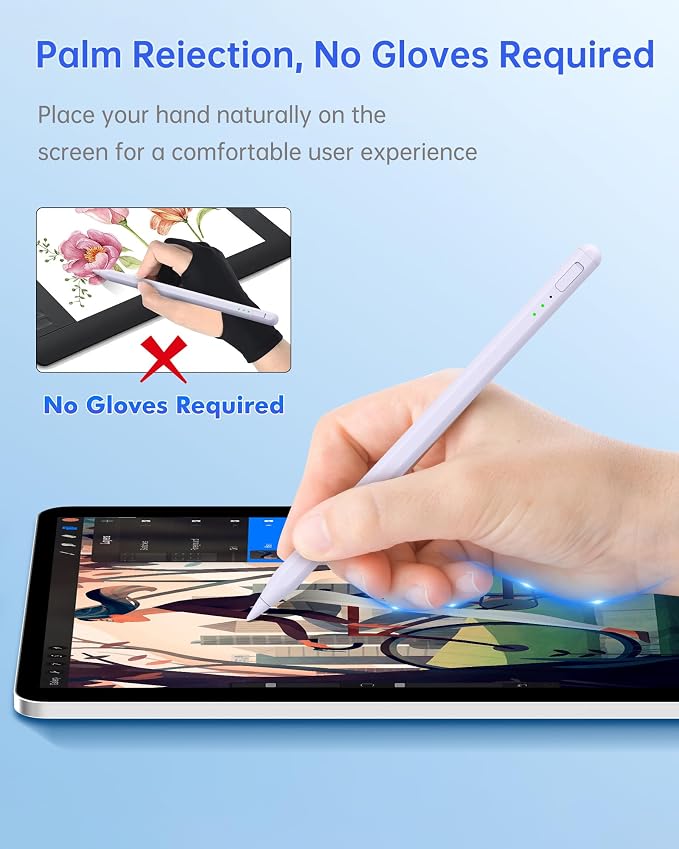 Stylus Pen for iPad with Magnetic Palm Rejection 14-Minute Fast Charging for iPad 6/7/8/9/10 mini 5/6 Air 3/4/5/M2 Pro 11/12.9/M4