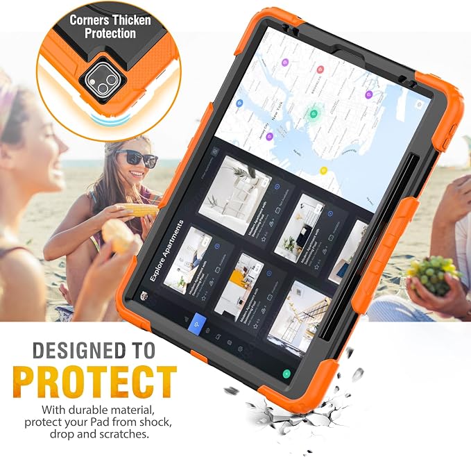 HXCASEAC Case for iPad Pro 12.9 Case (6th 5th 4th 3rd Generation) Shockproof Design | Pencil Holder | Hand Strap | Screen Protector | Heavy Duty Protective iPad 12.9 inch 2022/2021/2020/2018 - Black