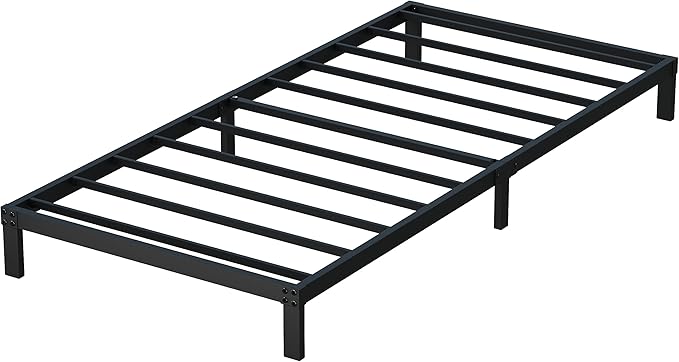 8 Inch Twin Bed Frame No Box Spring Needed, Heavy Duty Metal Platform Bed Frame Twin Size Support Up to 2500 lbs, Easy Assembly, Noise Free, Black