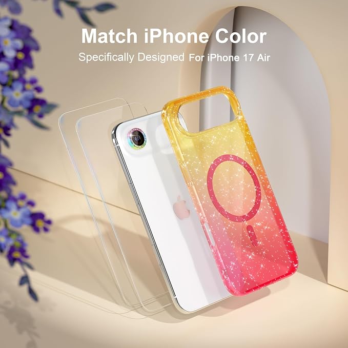 Choiche for iPhone 15 Pro Max Case Compatible with MagSafe Glitter Black | Women Girly Cute Glitter Sparkly Magnetic Phone Case with Diamond Camera Lens Protectors Military-Grade Drop Protection 6.7