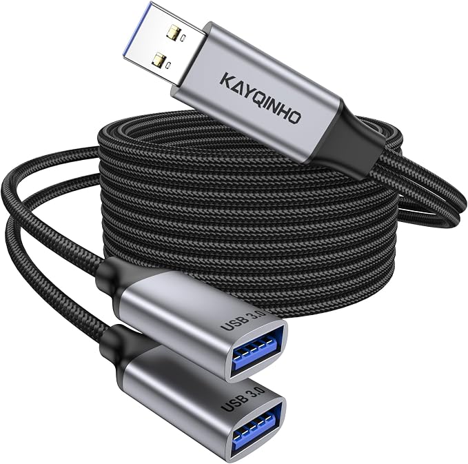 USB 3.0 Splitter 1 in 2 Out USB Splitter Y Cable USB Male to 2 Female Cable for PC Tablet Laptop MacBook Keyboard PS4 PS5 Mouse FlashDrive LED Etc.