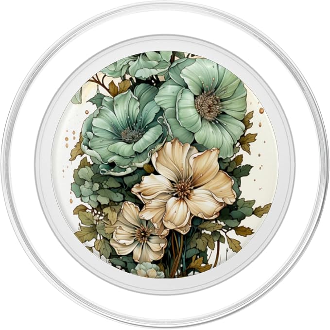 Sage Green Wildflower Floral Moon Flower Botanical PopSockets PopGrip for MagSafe