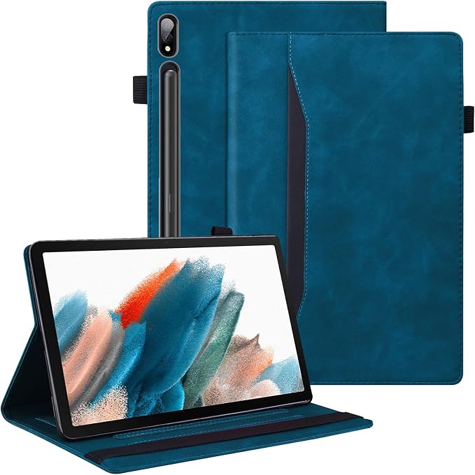 Dteck Wallet Case for Galaxy Tab S10+/S9+/S7 FE/S8+/S7 Plus 12.4 Tablet Premium PU Leather Folding Stand Auto Wake/Sleep Pen Holder Case with Hummingbirds