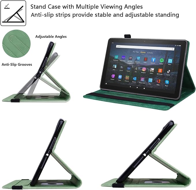 Fire HD 8 Case Slim Folding Stand Auto Wake/Sleep Wallet Case with Cards/Cash Holder for Amazon Fire HD 8(8th/7th/6th Gen 2018/2017/2016 Release)-Black